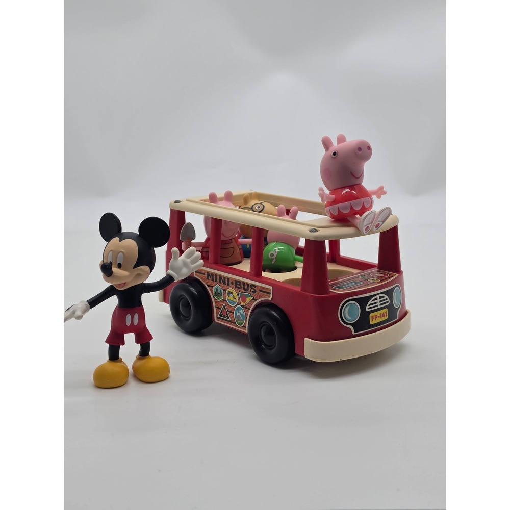 1969 Fisher Price Play Family Mini Bus Model #141 with Mickey and Peppa Pig - Picture 4 of 16